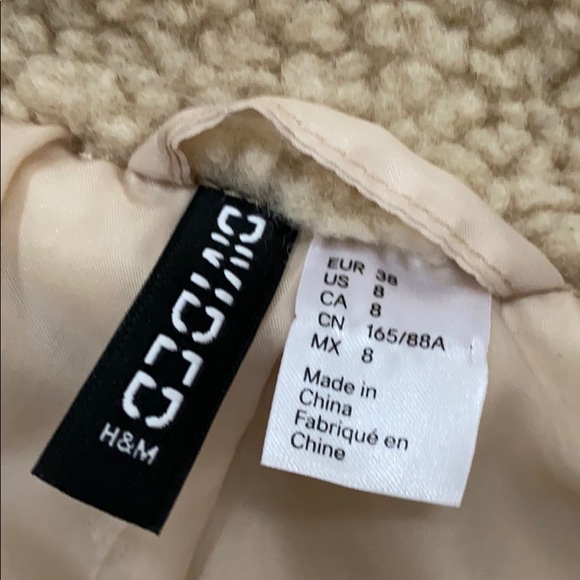 H&M Moto Teddy/Faux Shearling Jacket Size 8 - Picture 4 of 9